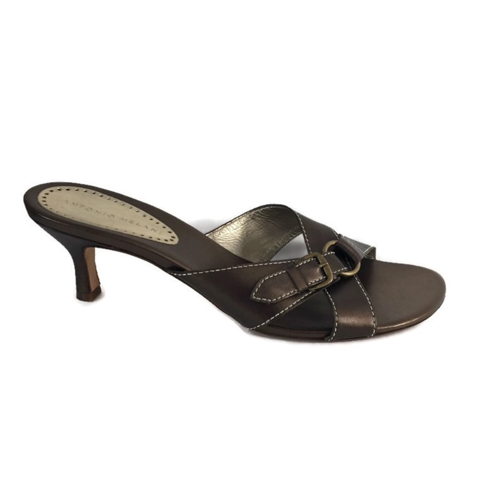 Antonio Melani Bronze Sandals Kitten Heels Sz 10